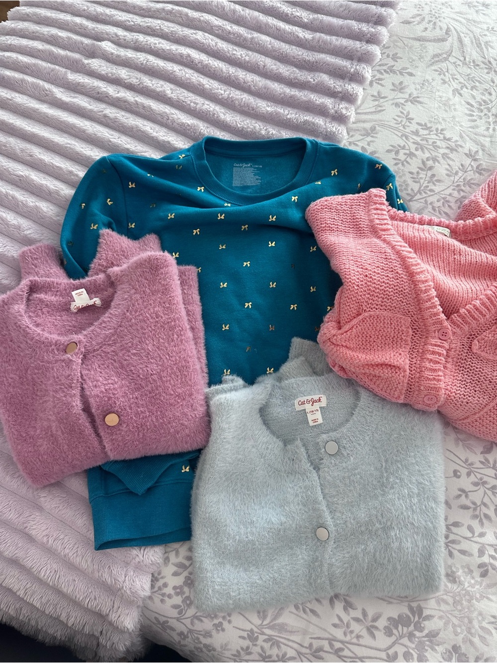 Cat & Jack Teal Sweatshirt with Gold Butterfly Accents - Kids